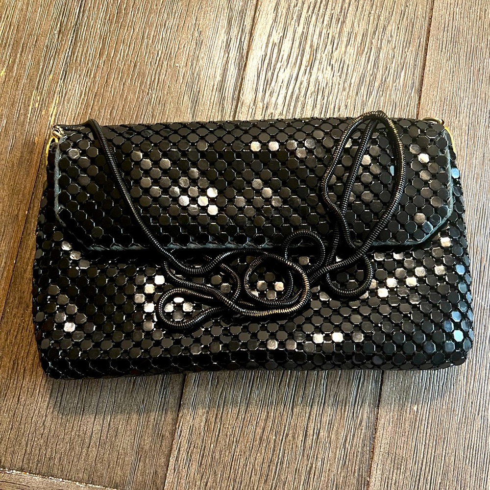 Vintage black metal crossbody bag